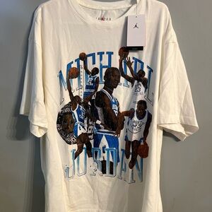 Jordan White and Blue Basketball Graphic Tee